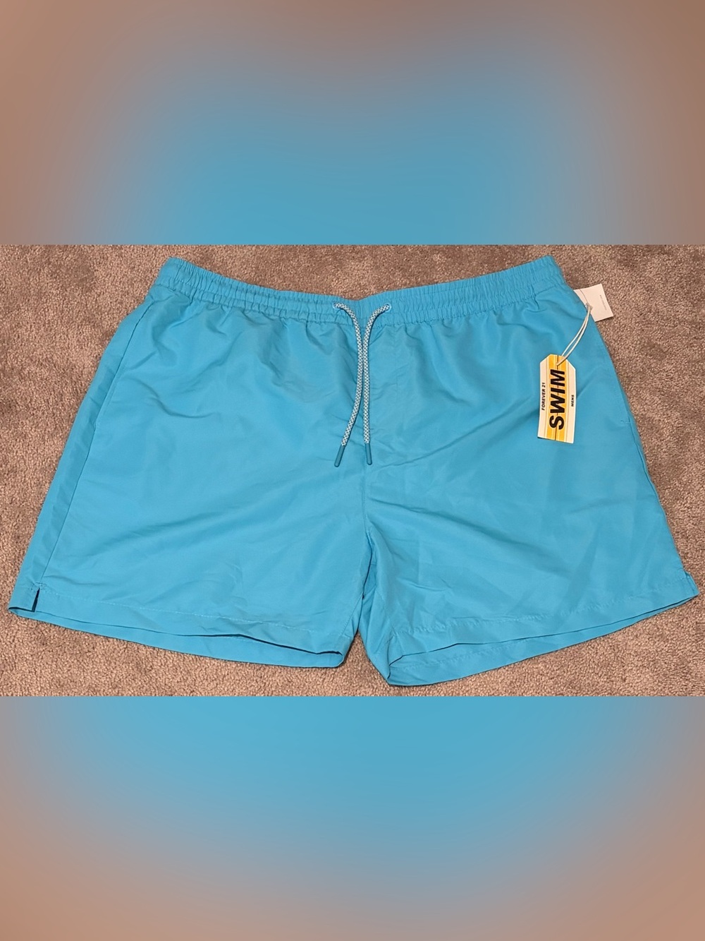 Forever 21 Men’s Blue Lined Swim Trunks Size 2XL Measured 40x5 NWT